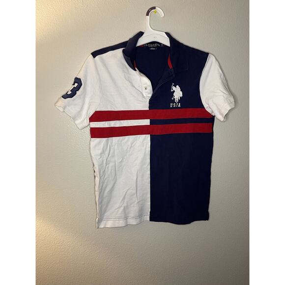 U.S. Polo Assn. Men's Slim Fit Short Sleeve Color Block Pique Polo Size Medium - Picture 3 of 6